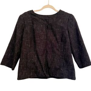 212 Collection Black Boxy 3/4 Sleeve Blouse